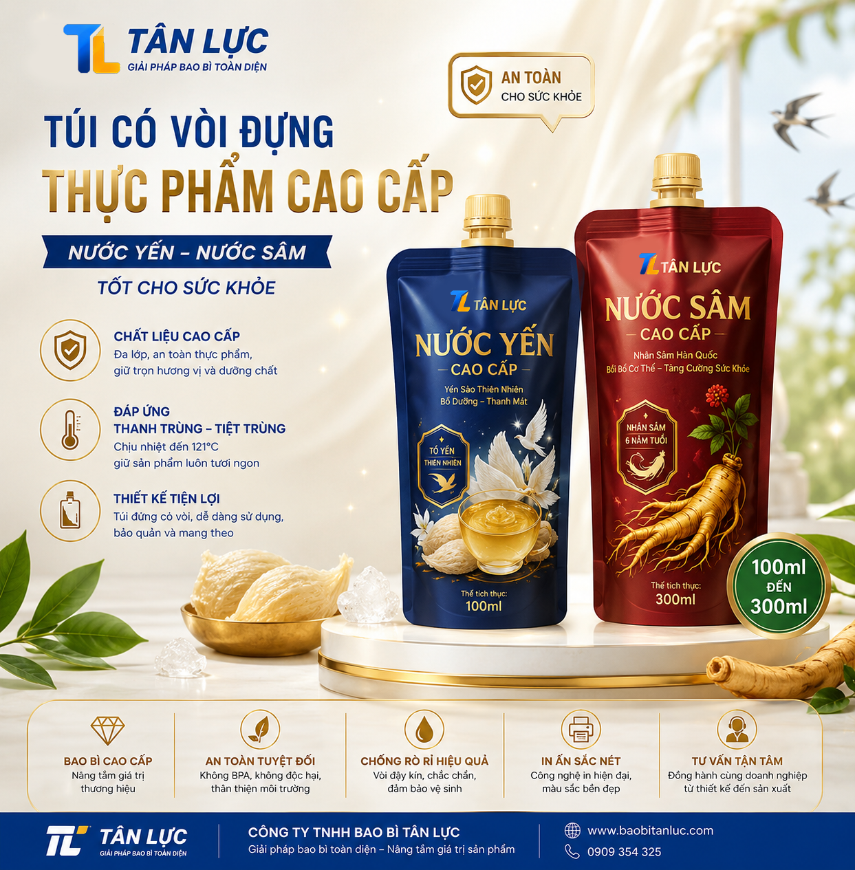 Túi Có Vòi Đựng Nước Sâm, Nước Yến Chịu Nhiệt Tiệt Trùng
